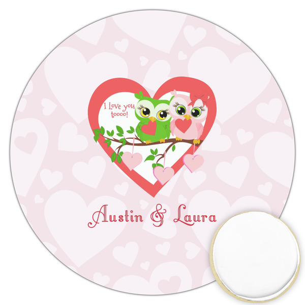 Custom Valentine Owls Printed Cookie Topper - 3.25" (Personalized)