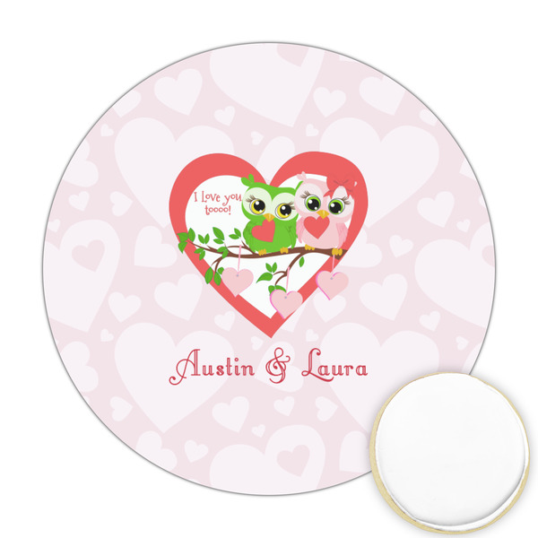 Custom Valentine Owls Printed Cookie Topper - 2.5" (Personalized)