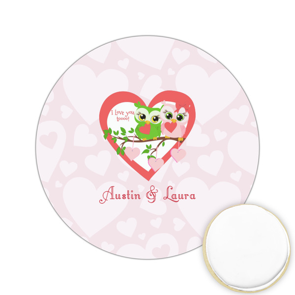 Custom Valentine Owls Printed Cookie Topper - 2.15" (Personalized)