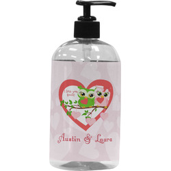 Valentine Owls Plastic Soap / Lotion Dispenser (16 oz - Large - Black) (Personalized)