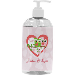Valentine Owls Plastic Soap / Lotion Dispenser (16 oz - Large - White) (Personalized)