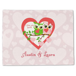 Valentine Owls Single-Sided Linen Placemat - Single w/ Couple's Names