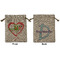 Valentine Owls Medium Burlap Gift Bag - Front and Back