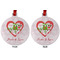 Valentine Owls Metal Ball Ornament - Front and Back