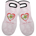 Valentine Owls Neoprene Oven Mitts - Set of 2 w/ Couple's Names