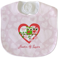 Valentine Owls Velour Baby Bib w/ Couple's Names