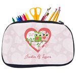 Valentine Owls Neoprene Pencil Case - Medium w/ Couple's Names