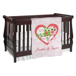 Valentine Owls Baby Blanket (Single Sided) (Personalized)