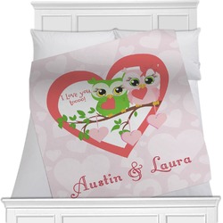 Valentine Owls Minky Blanket - Toddler / Throw - 60"x50" - Single Sided (Personalized)