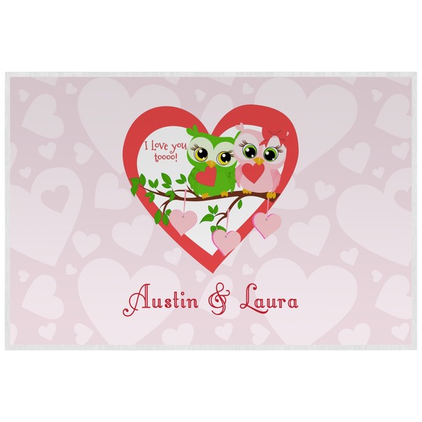 Custom Valentine Owls Laminated Placemat w/ Couple's Names