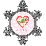 Valentine Owls Vintage Snowflake Ornament (Personalized)