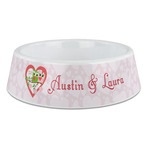 Valentine Owls Plastic Dog Bowl - Large (Personalized)