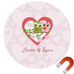 Valentine Owls Round Car Magnet - 6" (Personalized)