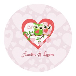 Valentine Owls Round Decal - Large (Personalized)
