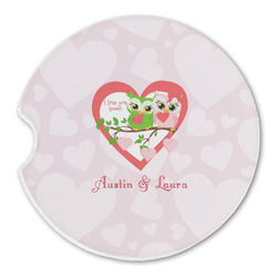 Valentine Owls Sandstone Car Coaster - Single (Personalized)