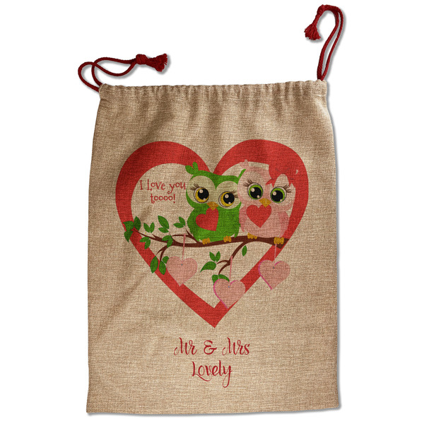 Custom Valentine Owls Santa Sack - Front (Personalized)