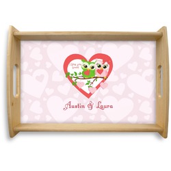 Valentine Owls Natural Wooden Tray - Small (Personalized)