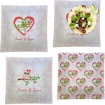 Valentine Owls Set of 4 Glass Square Lunch / Dinner Plate 9.5" (Personalized)