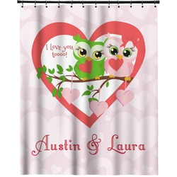 Valentine Owls Extra Long Shower Curtain - 70"x84" (Personalized)
