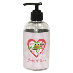 Valentine Owls Plastic Soap / Lotion Dispenser (8 oz - Small - Black) (Personalized)