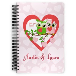 Valentine Owls Spiral Notebook - 7x10 w/ Couple's Names