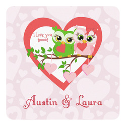 Valentine Owls Square Decal - XLarge (Personalized)