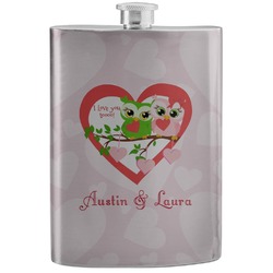 Valentine Owls Stainless Steel Flask (Personalized)