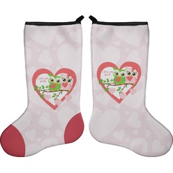 Valentine Owls Holiday Stocking - Double-Sided - Neoprene