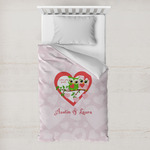 Valentine Owls Toddler Duvet Cover w/ Couple's Names