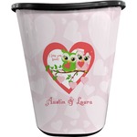 Valentine Owls Waste Basket - Single Sided (Black) (Personalized)