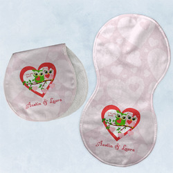 Valentine Owls Burp Pads - Velour - Set of 2 w/ Couple's Names