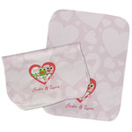 Valentine Owls Burp Cloths - Fleece - Set of 2 w/ Couple's Names