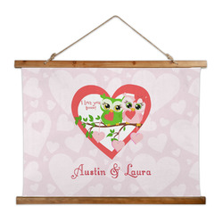 Valentine Owls Wall Hanging Tapestry - Wide (Personalized)