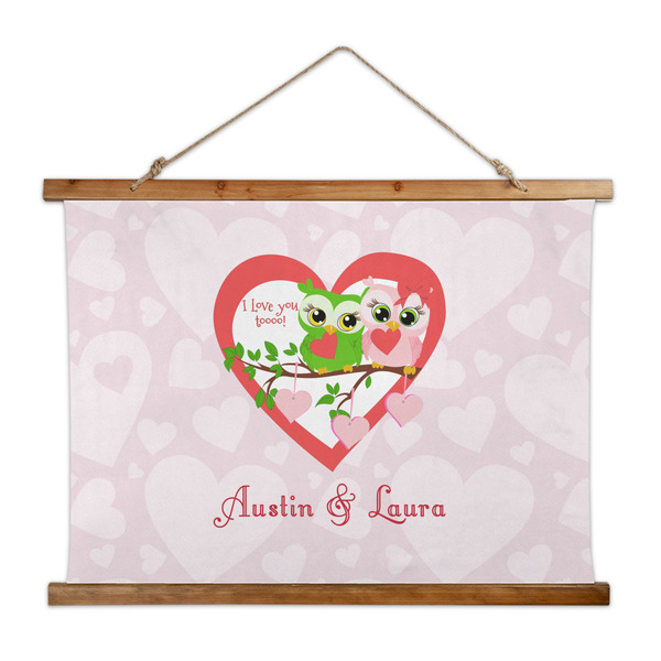 Custom Valentine Owls Wall Hanging Tapestry - Wide (Personalized)