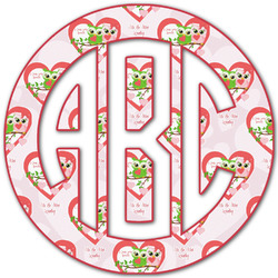 Valentine Owls Monogram Decal - Custom Sizes (Personalized)