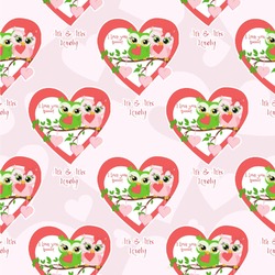 Valentine Owls Wallpaper & Surface Covering (Peel & Stick 24"x 24" Sample)