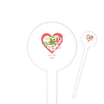 Valentine Owls 4" Round Plastic Food Picks - White - Single Sided (Personalized)