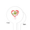 Valentine Owls White Plastic 4" Food Pick - Round - Single Sided - Front & Back