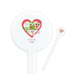 Valentine Owls 7" Round Plastic Stir Sticks - White - Double Sided (Personalized)