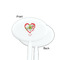 Valentine Owls White Plastic 7" Stir Stick - Single Sided - Oval - Front & Back