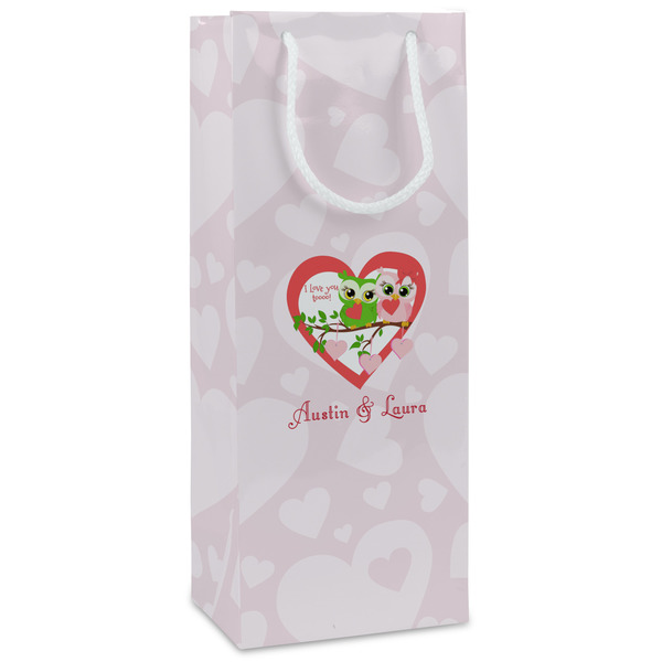 Custom Valentine Owls Wine Gift Bags (Personalized)