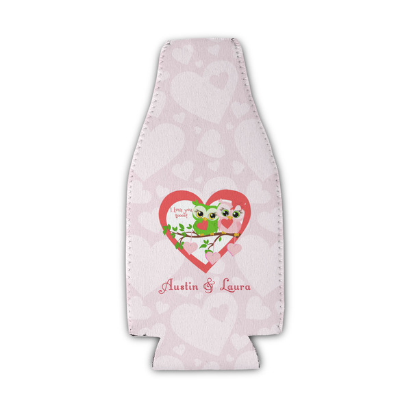 Custom Valentine Owls Zipper Bottle Cooler (Personalized)