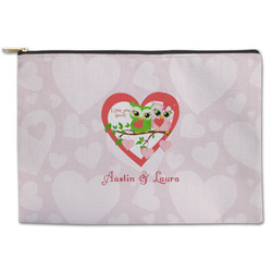 Valentine Owls Zipper Pouch - Large - 12.5"x8.5" (Personalized)