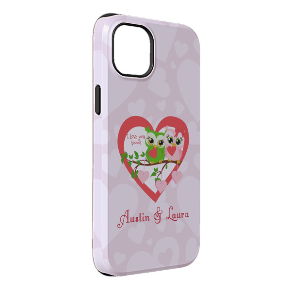 Custom Valentine Owls iPhone Case - Rubber Lined - iPhone 14 Plus (Personalized)