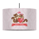 Chipmunk Couple 12" Drum Pendant Lamp - Fabric (Personalized)