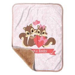 Chipmunk Couple Sherpa Baby Blanket - 30" x 40" w/ Couple's Names