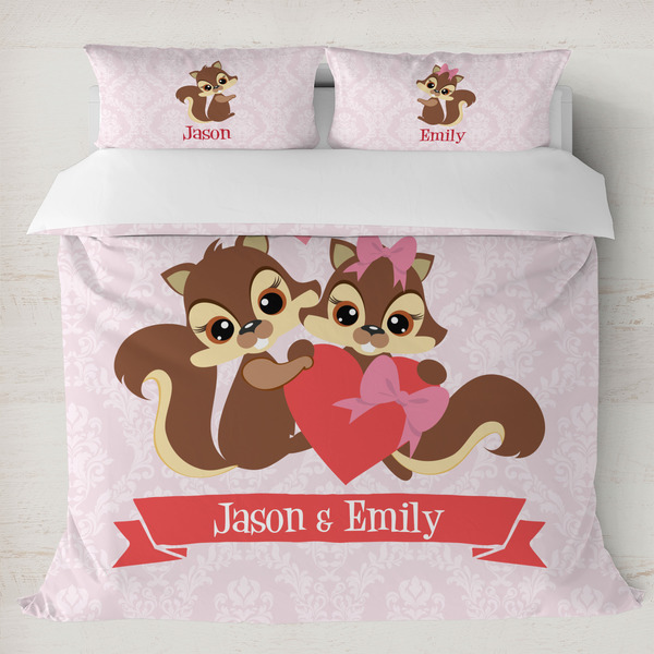 Custom Chipmunk Couple Duvet Cover Set - King (Personalized)