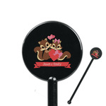 Chipmunk Couple 5.5" Round Plastic Stir Sticks - Black - Double Sided (Personalized)