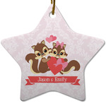 Chipmunk Couple Star Ceramic Ornament w/ Couple's Names