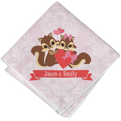 Chipmunk Couple Cloth Cocktail Napkin - Single w/ Couple's Names